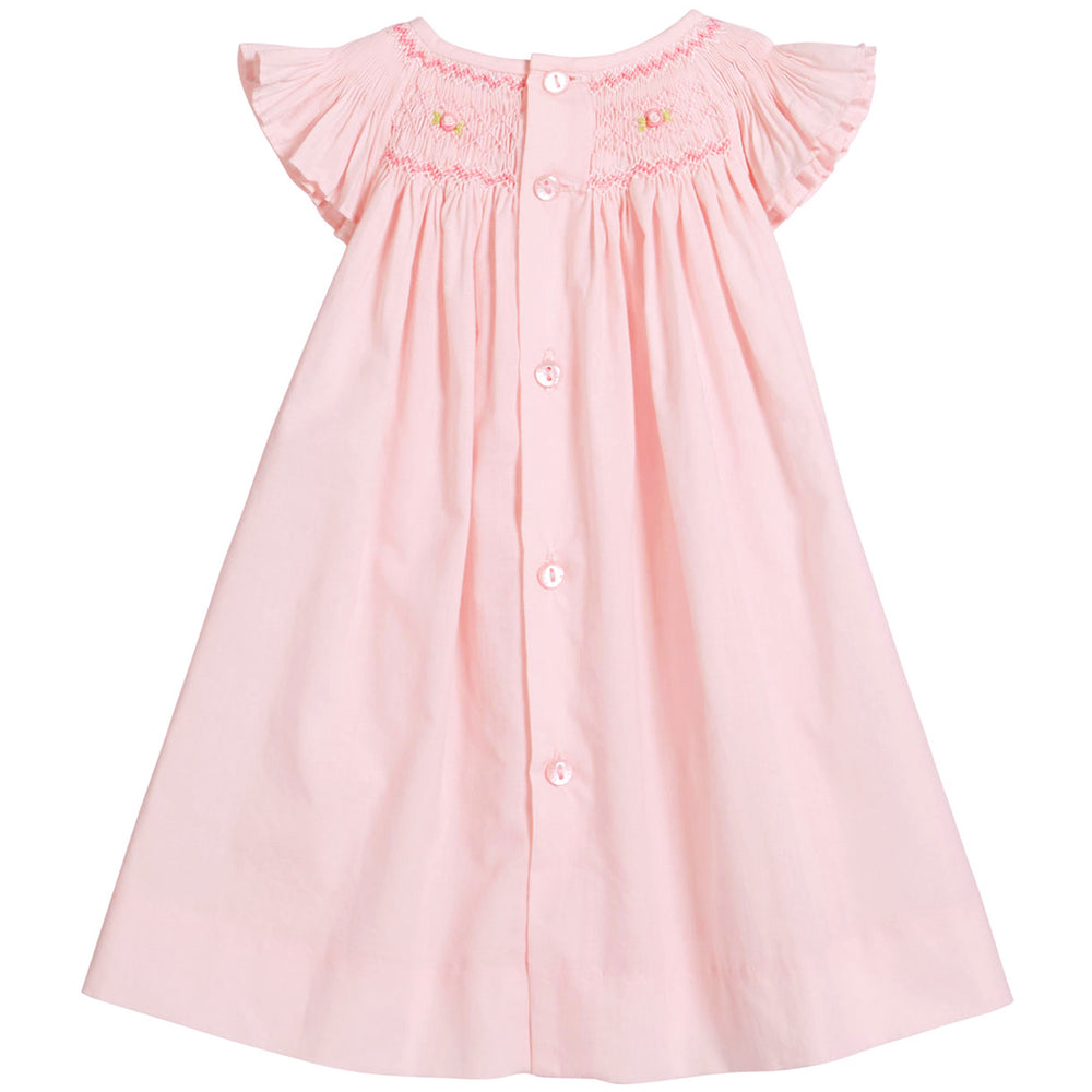 Pink Rosebud Smocked Bishop Dress With Bonnet & Bloomers