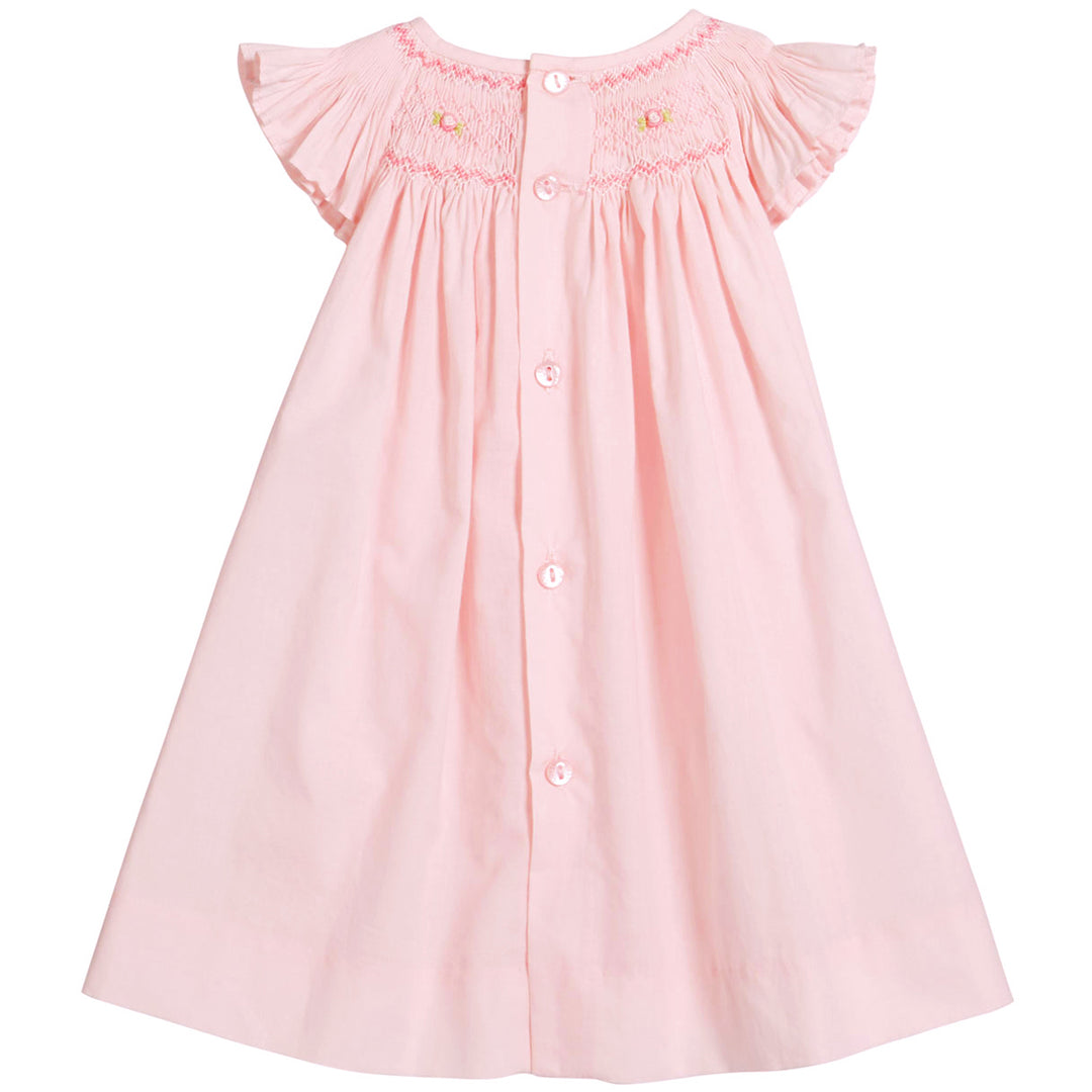 Pink Rosebud Smocked Bishop Dress With Bonnet & Bloomers