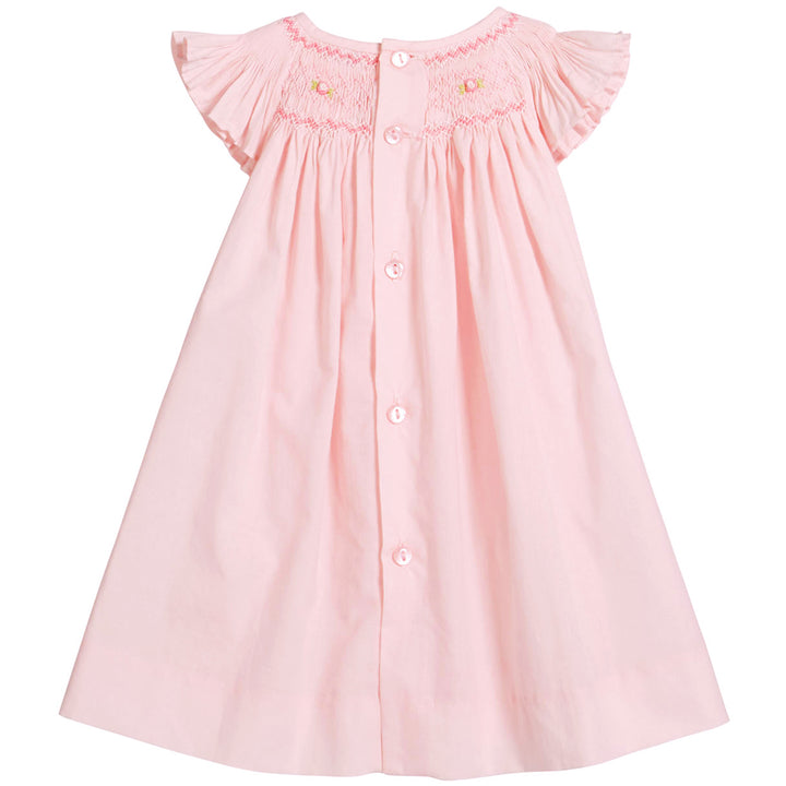 Pink Rosebud Smocked Bishop Dress With Bonnet & Bloomers