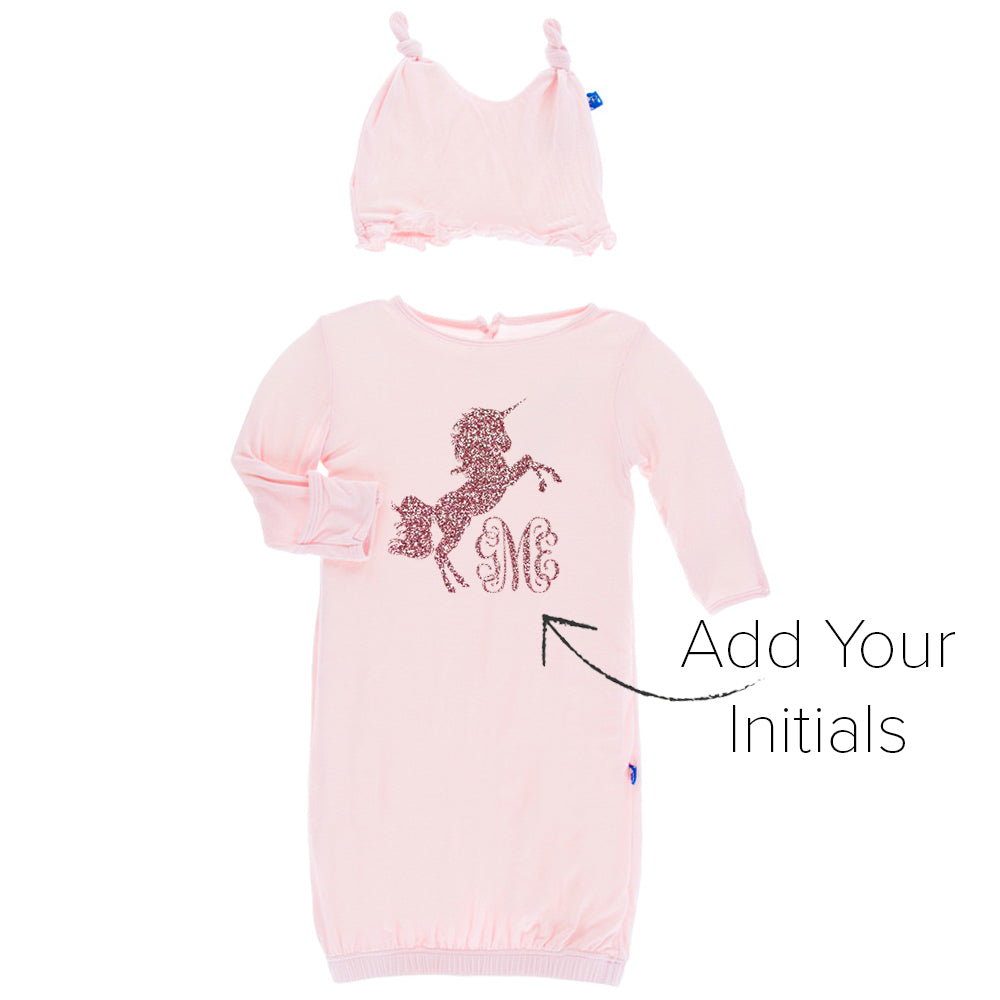 Macaroon Layette Gown & Ruffle Knot Hat Set