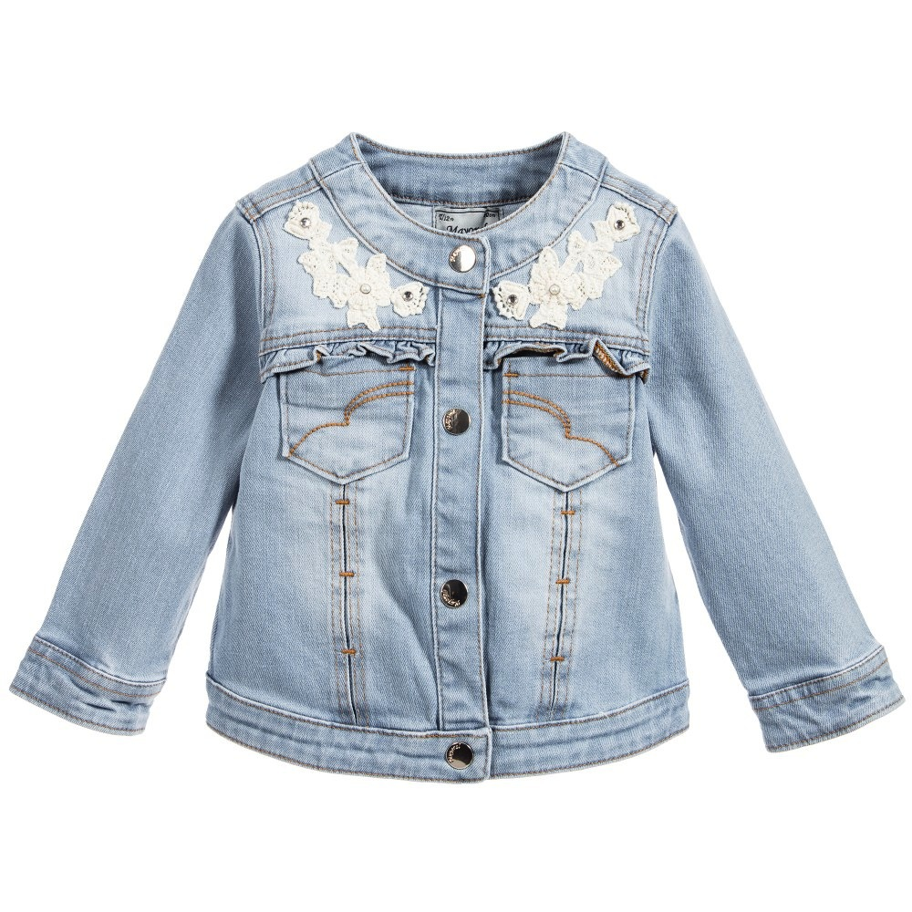 Denim Jacket with Flower Applique