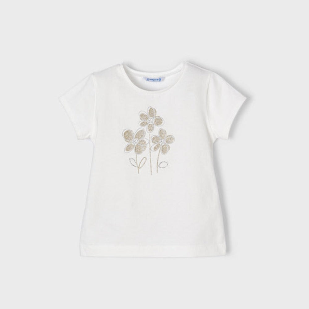 Natural White Short Sleeve Floral T-Shirt