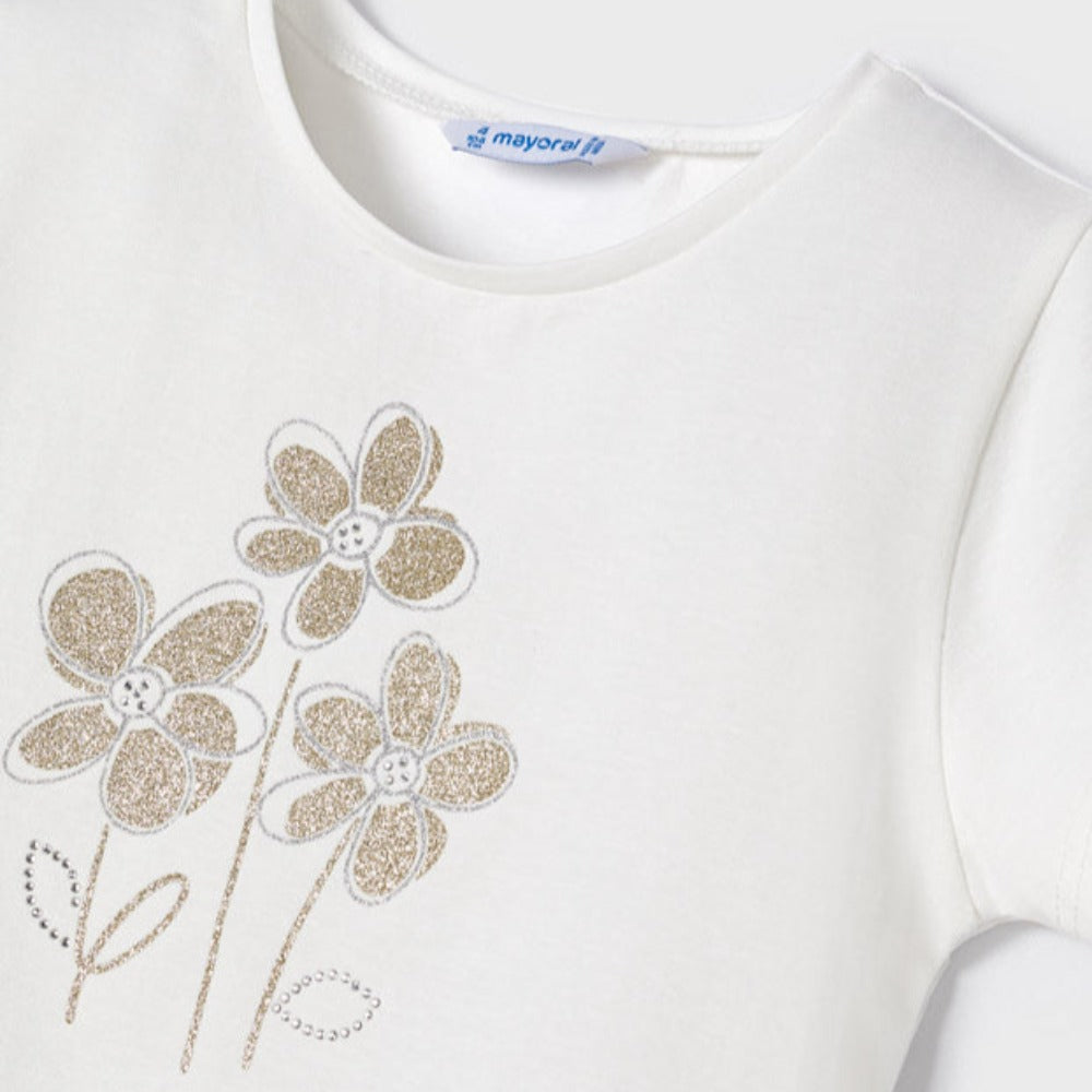 Natural White Short Sleeve Floral T-Shirt