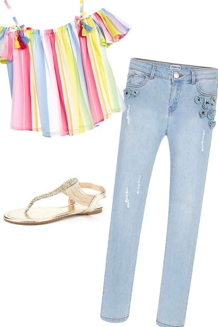 Floral Distressed Jean