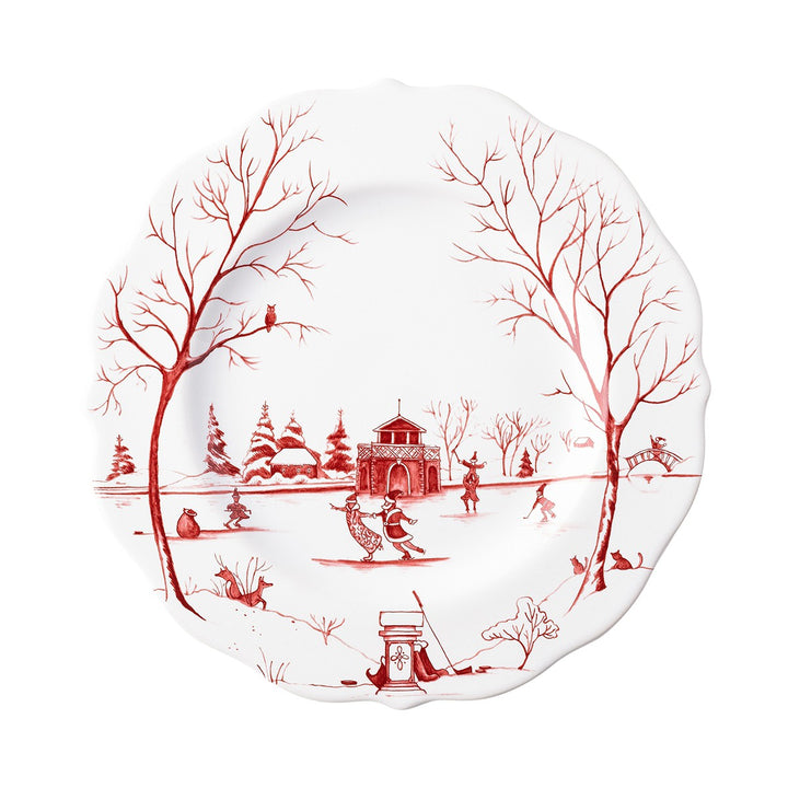 Country Estate Winter Frolic "The Claus' Christmas Day" Ruby Dessert/Salad Plate