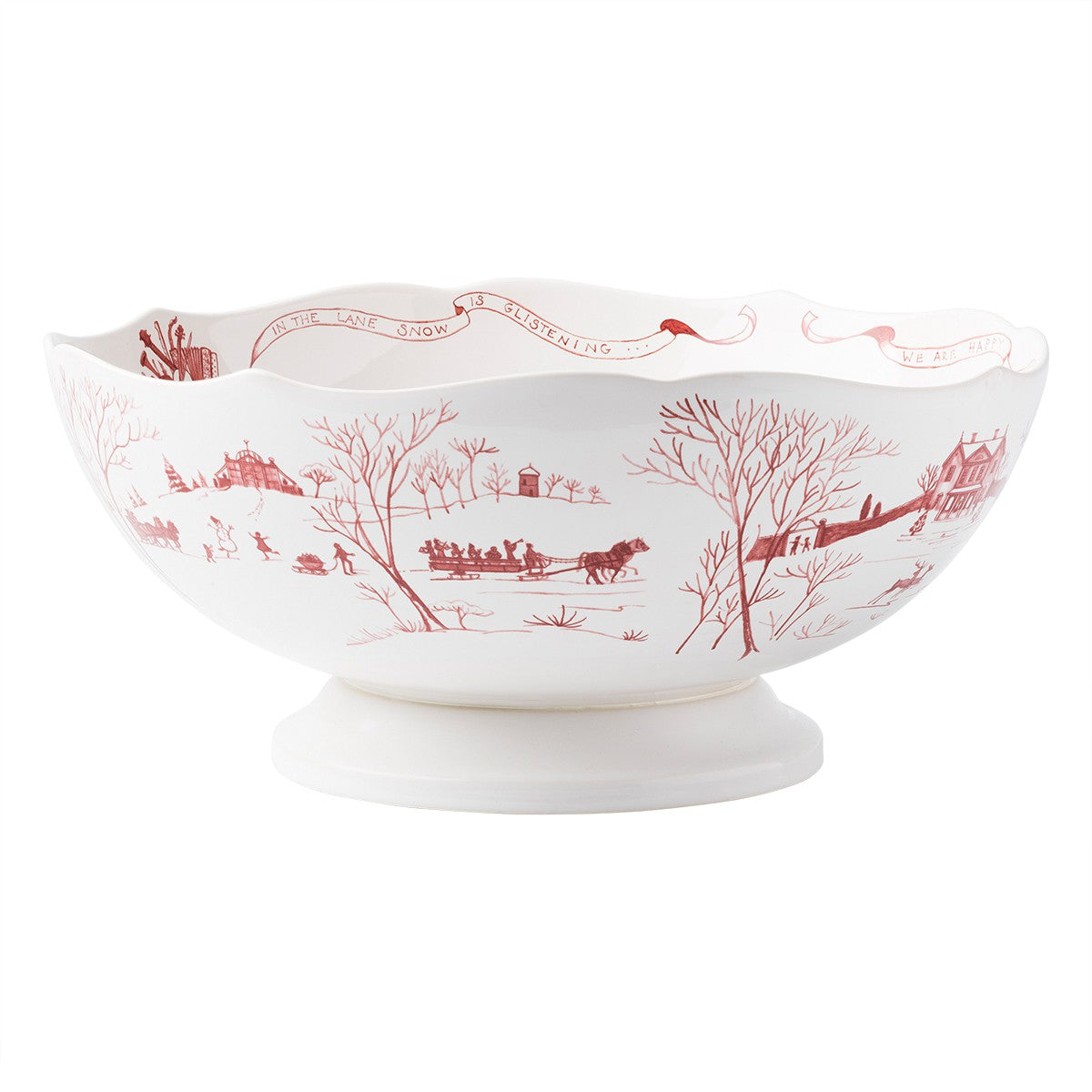Country Estate Winter Frolic Ruby 13" Centerpiece Bowl