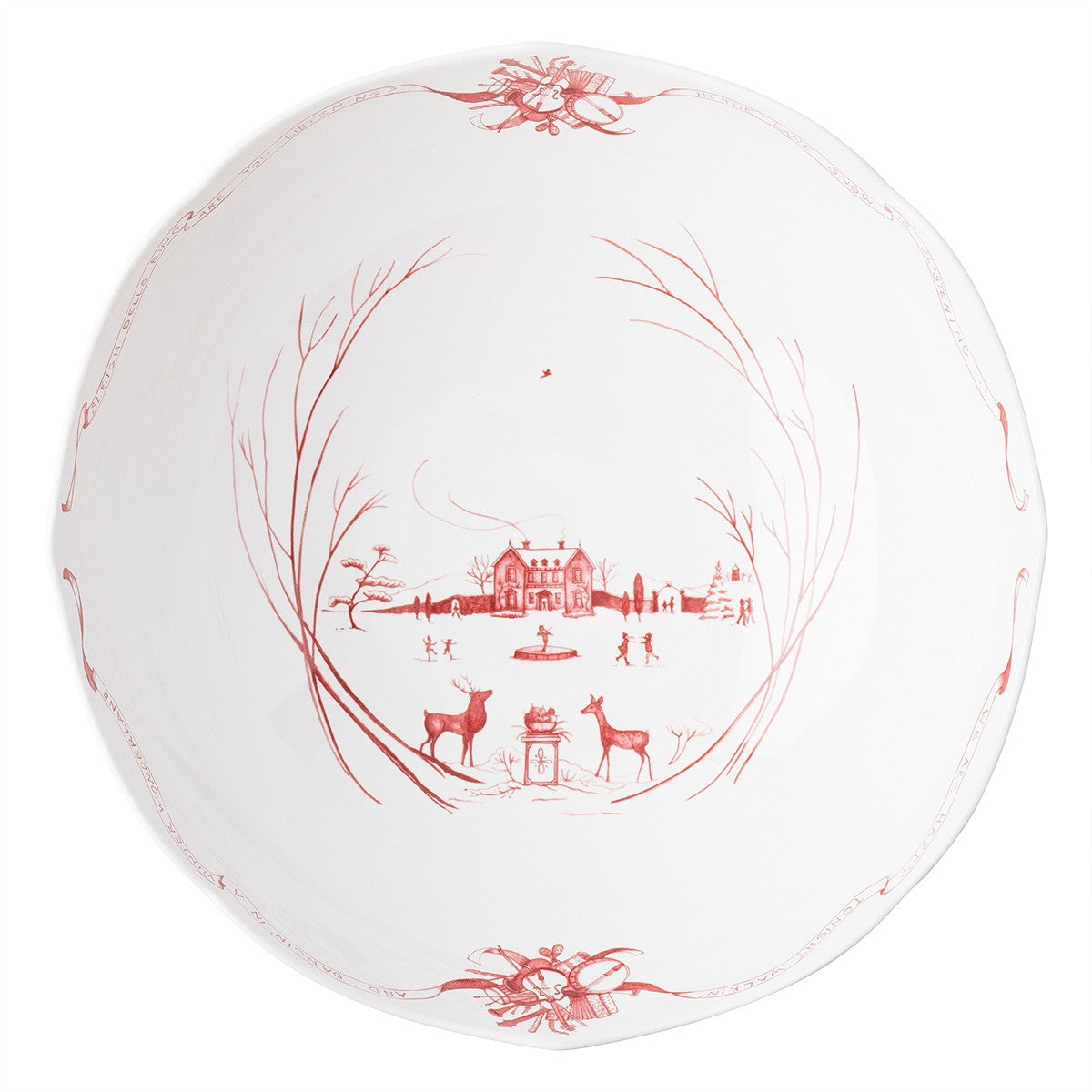 Country Estate Winter Frolic Ruby 13" Centerpiece Bowl