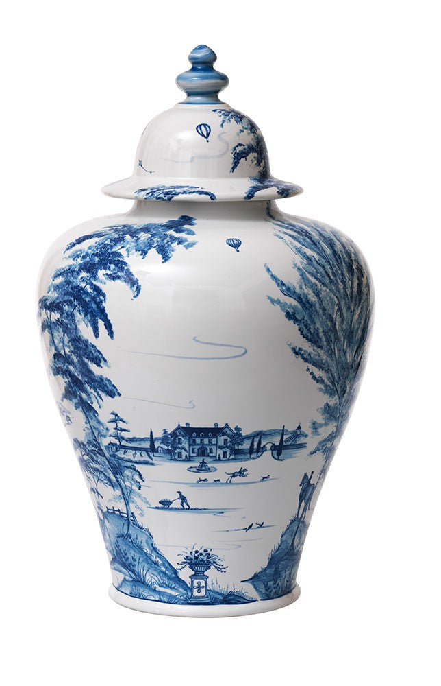 Country Estate Delft Blue 17" Lidded Ginger Jar