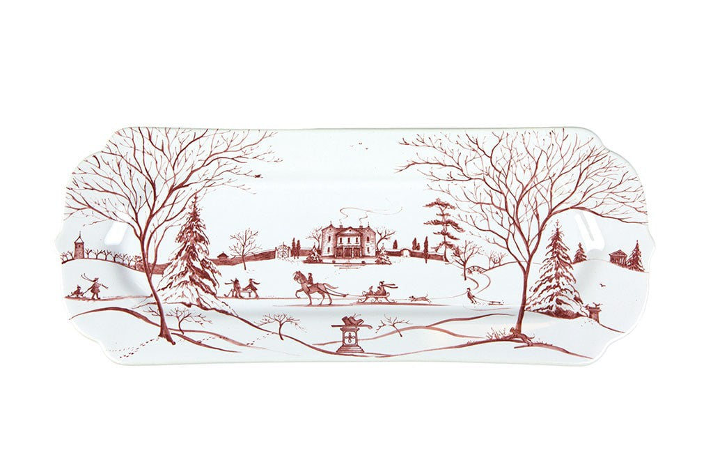 Country Estate Winter Frolic 15" Hostess Tray - Ruby