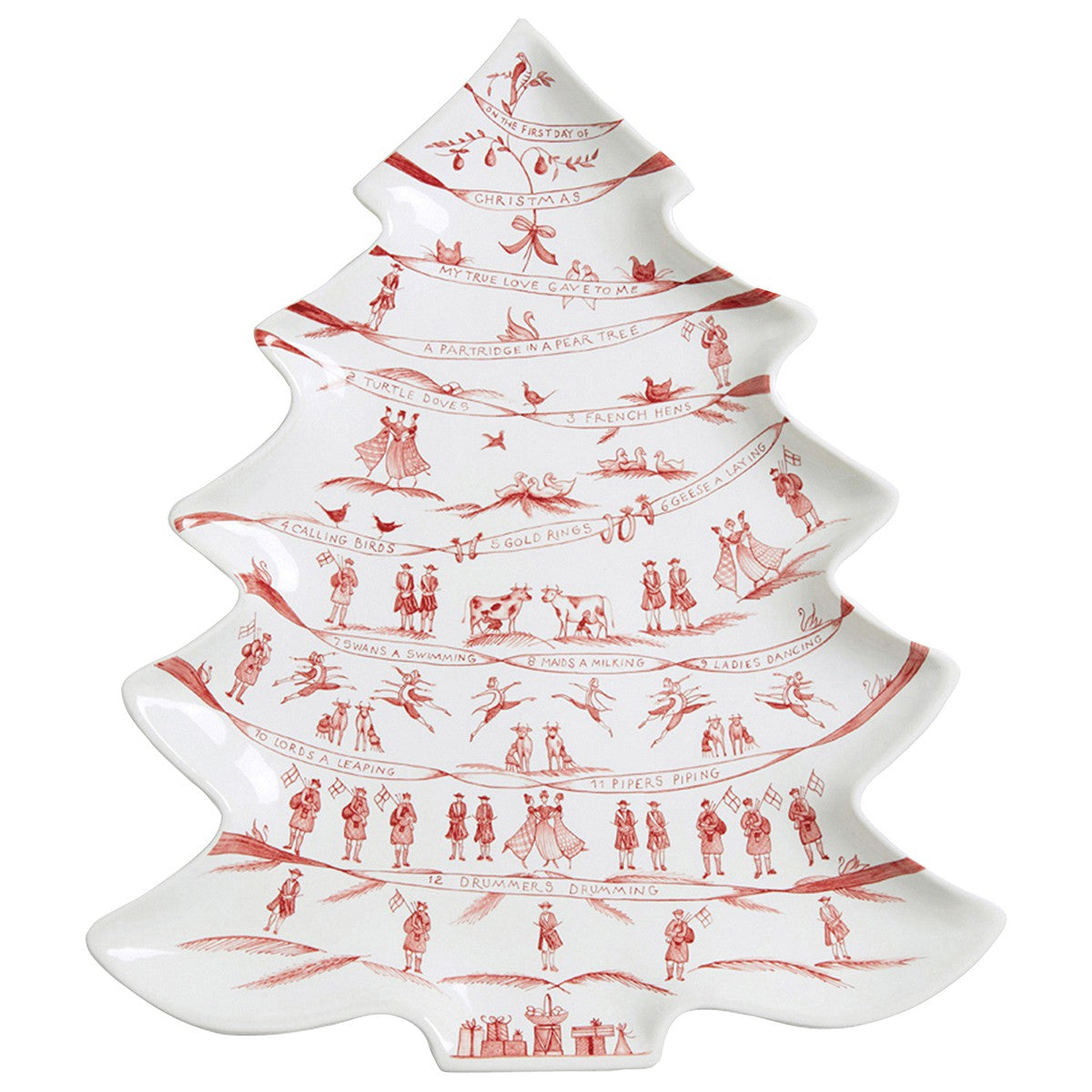 Country Estate Winter Frolic Ruby Tree Platter 12 Days of Christmas