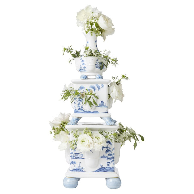 Country Estate Delft Blue Tulipiere Tower Set/3 Garden Follies