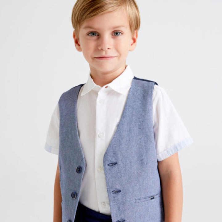 Aquarium Blue Tailored Linen Vest