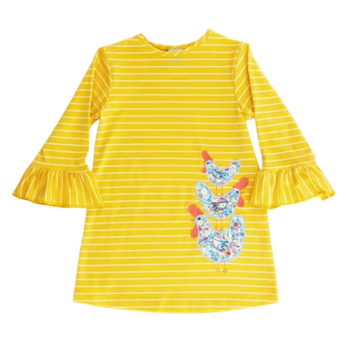 Stacked Chickens Yellow Knit Dress