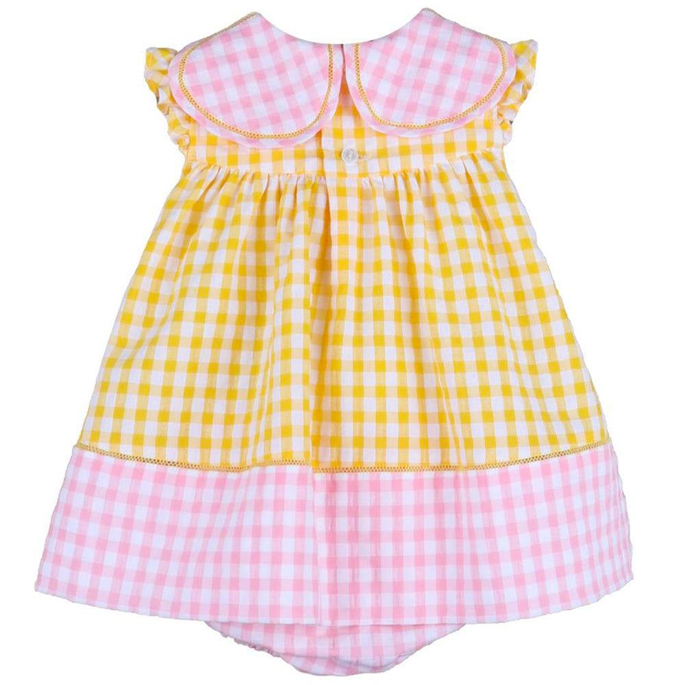 Sunny Chicks Pink &amp; Yellow Gingham Petal Dress