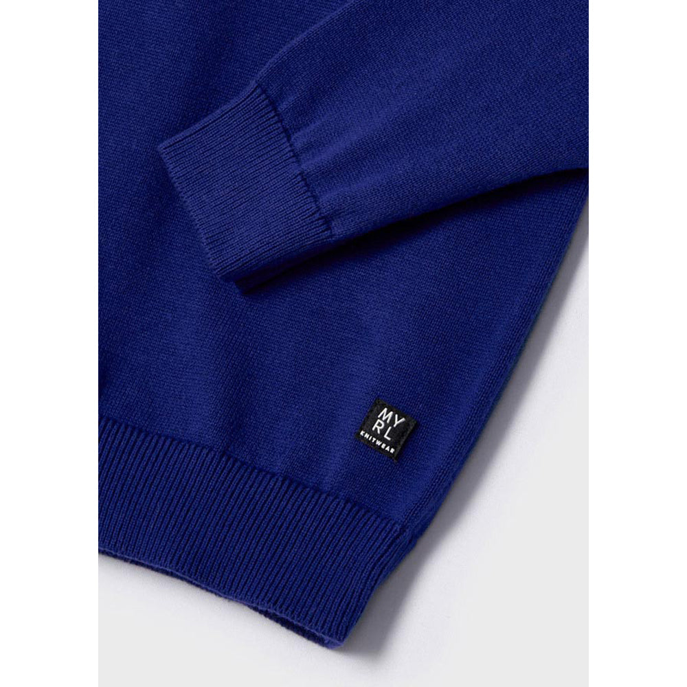 Ecofriends Cobalt Jersey Knit Round Collar Sweater