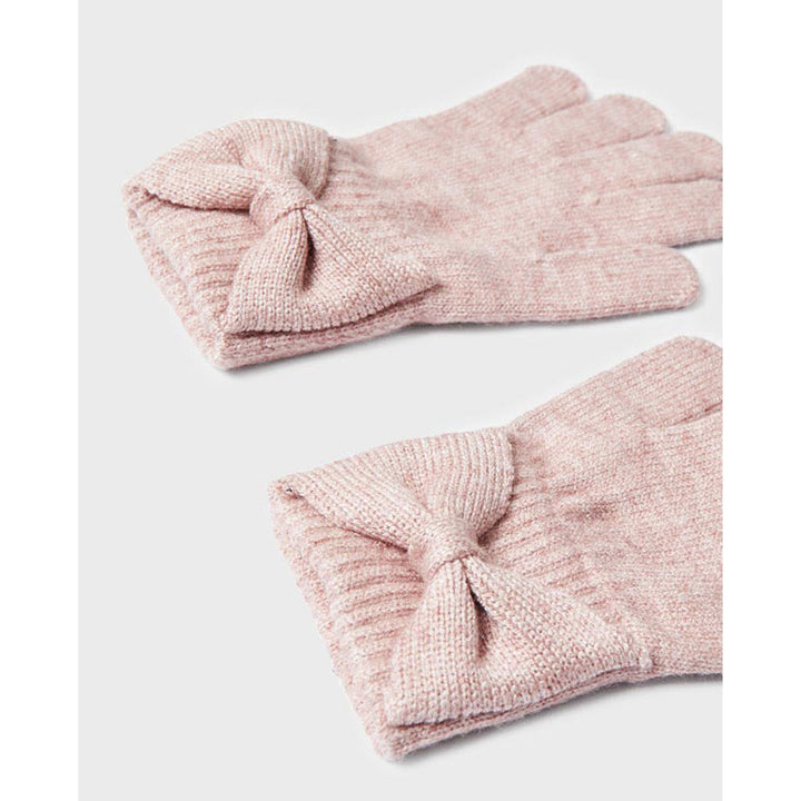 Pink Knit Bow Gloves