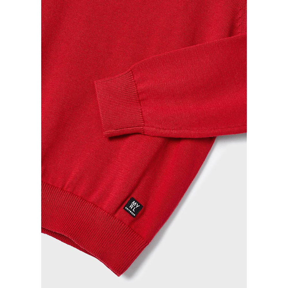 Ecofriends Berry Red Jersey Knit Round Collar Sweater