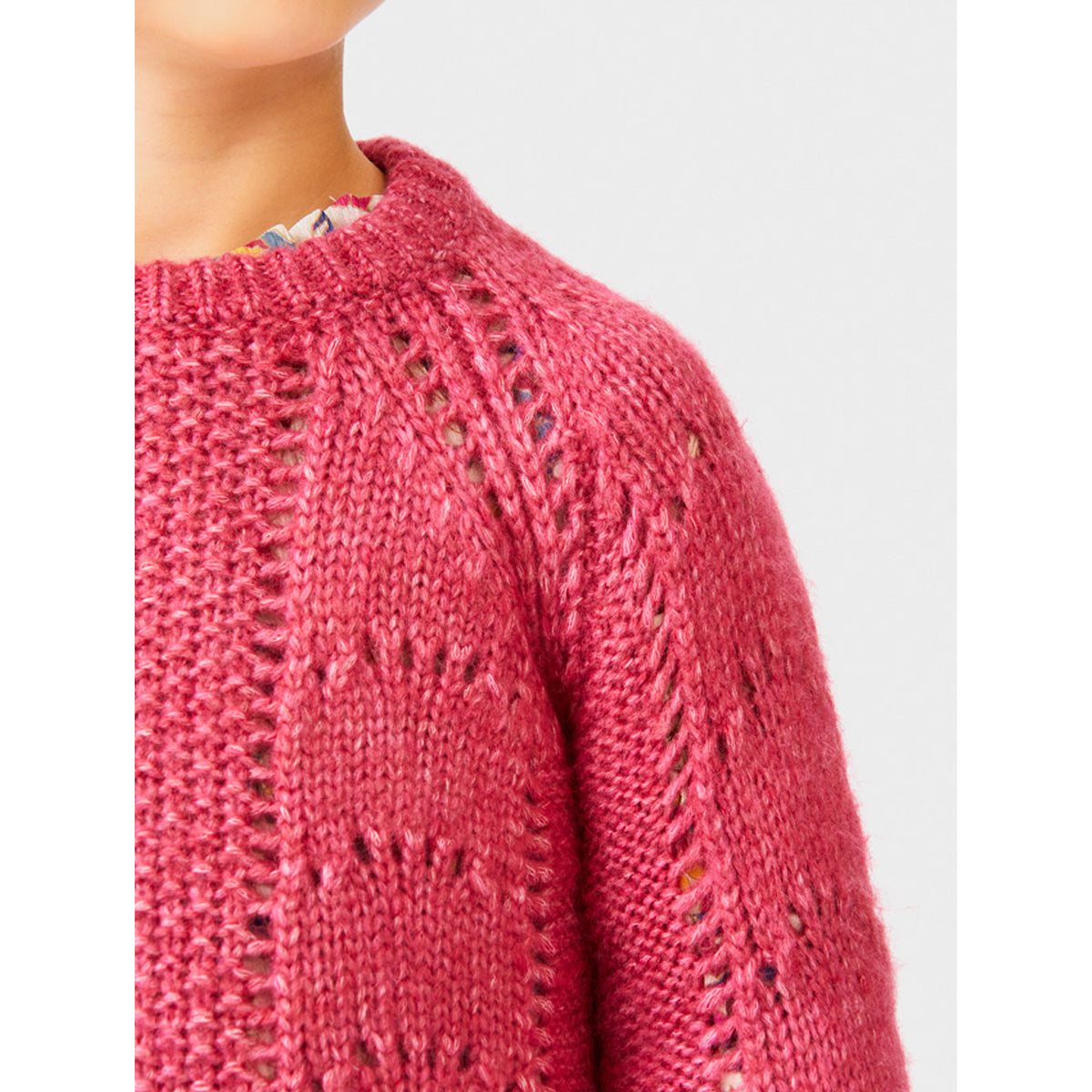 Raspberry Openwork Sweater