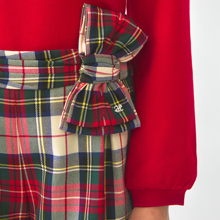 Red Plaid Shorts With Bow