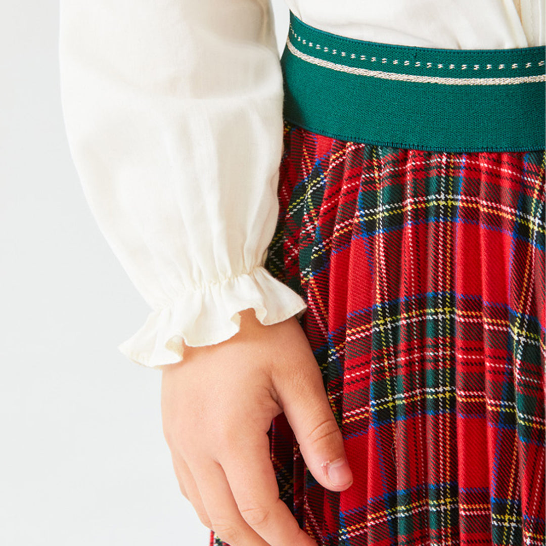 Red & Green Plaid Pleated Skirt