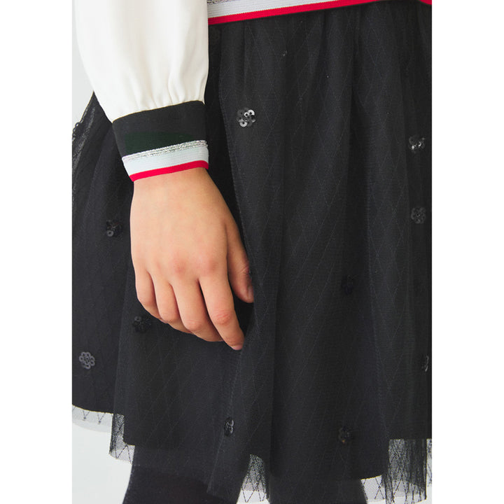 Black Sequin Embroidered Tulle Skirt