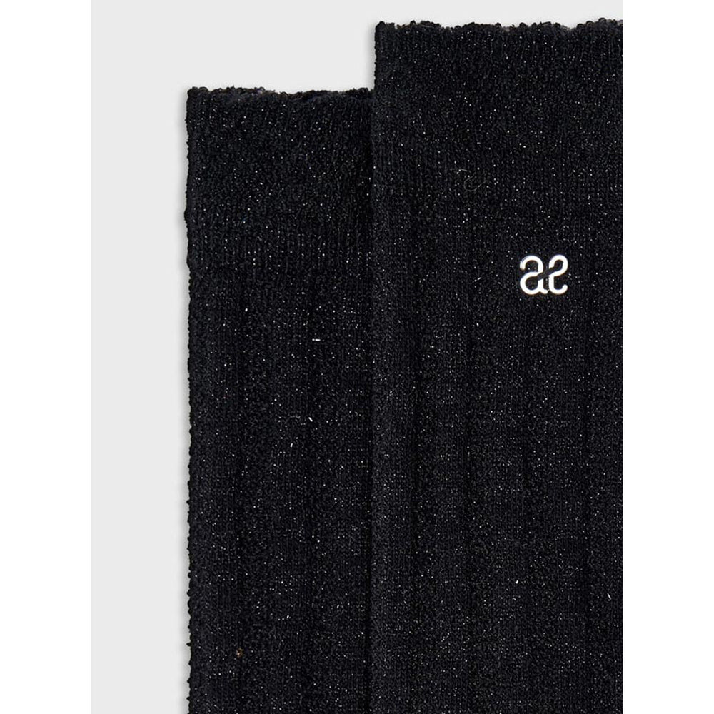 Black Lurex High Socks