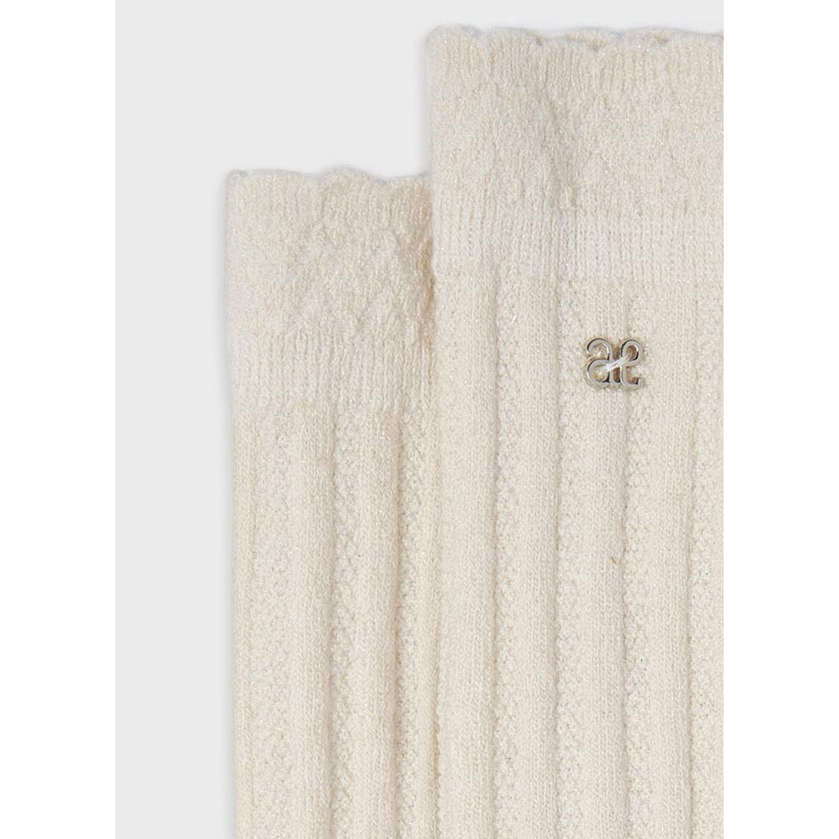 Cream Lurex High Socks