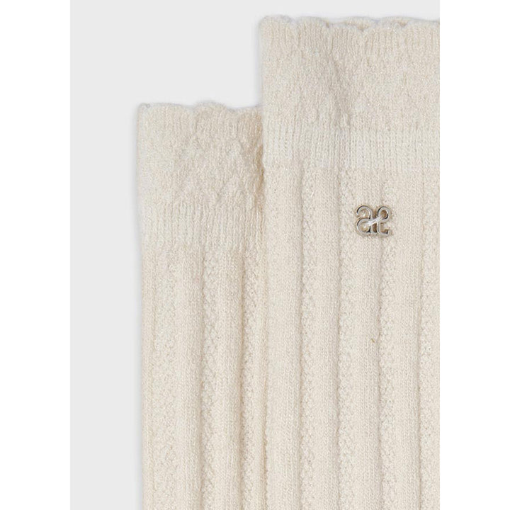 Cream Lurex High Socks