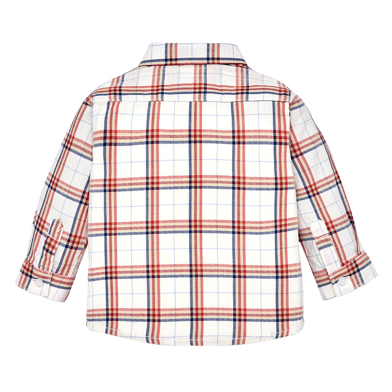 Cherry & Navy Plaid Button Down Shirt