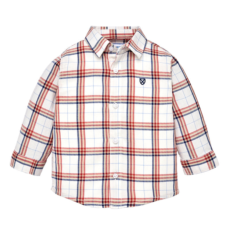 Cherry & Navy Plaid Button Down Shirt