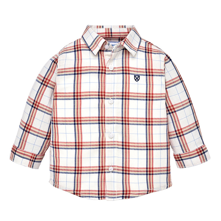 Cherry & Navy Plaid Button Down Shirt