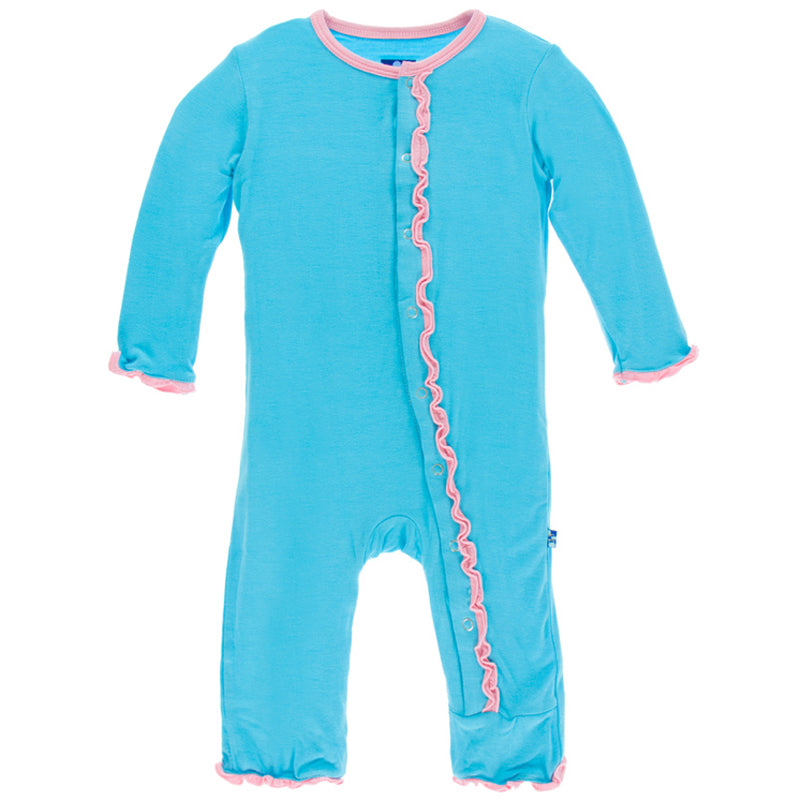 Confetti With Lotus Trim Muffin Ruffle Coverall With Snaps