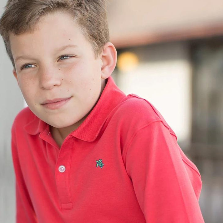 The J Bailey Harry - Soft Knit Long Sleeve Polo in Coral
