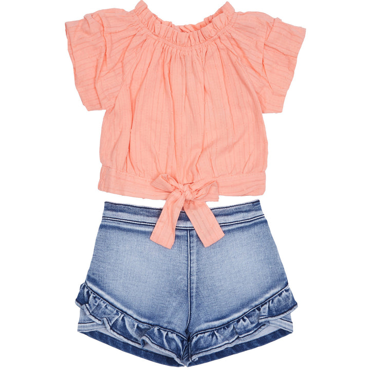 Caro Gathered Short Sleeve Top & Bottom Set