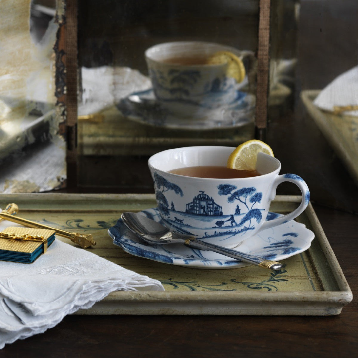 Country Estate Delft Blue Tea/Coffee Cup Garden Follies