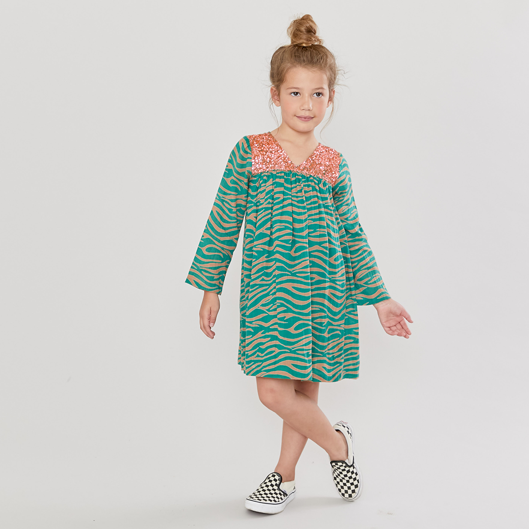 Green/Thrush Zebra Courtney Dress