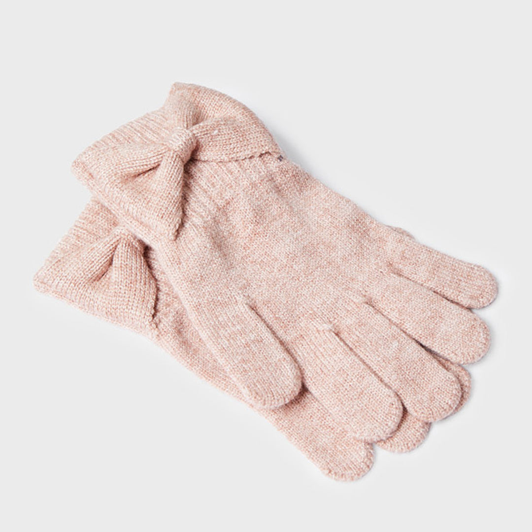 Pink Knit Bow Gloves