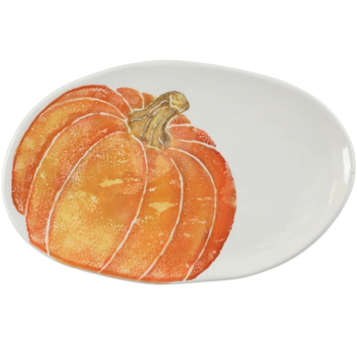 Pumpkins Small Oval Platter w/ Pumpkin