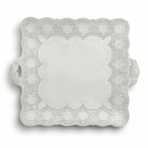 Merletto Antique Square Platter with Handles