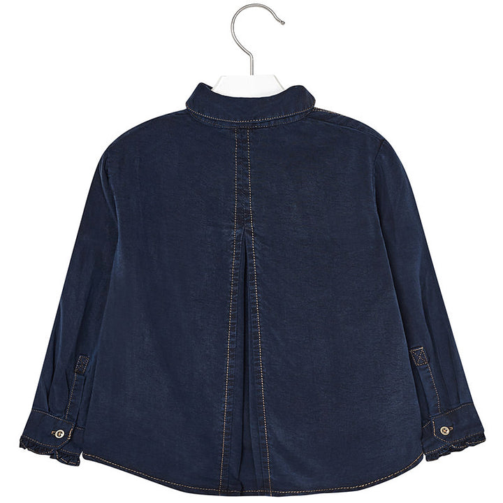Mayoral Ultra Soft Dark Denim Ruffle Blouse