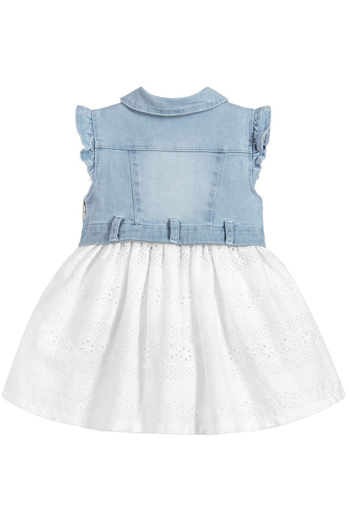 Mayoral - Denim Eyelet Lace Dress - Denim mix dress for baby girl - kkgivingtree - K&K's Giving Tree