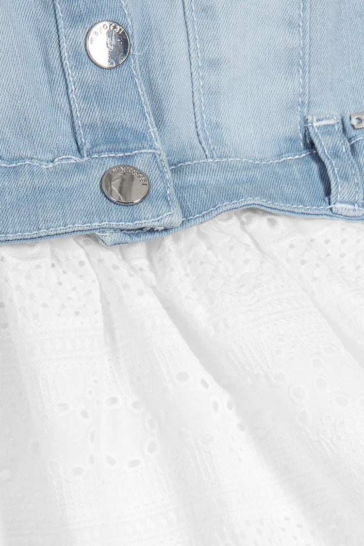 Mayoral - Denim Eyelet Dress - Denim & Broderie Anglais Dress - kkgivingtree - K&K's Giving Tree