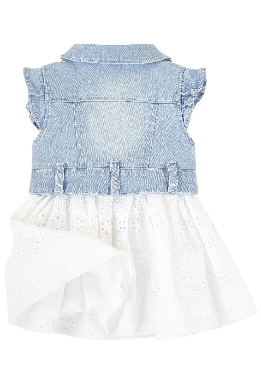 Mayoral - Denim Eyelet Lace Dress - Denim mix dress for baby girl - kkgivingtree - K&K's Giving Tree