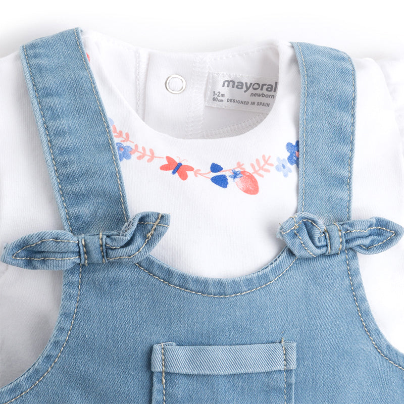 Top & Denim with Tulle Skirt Overalls Set