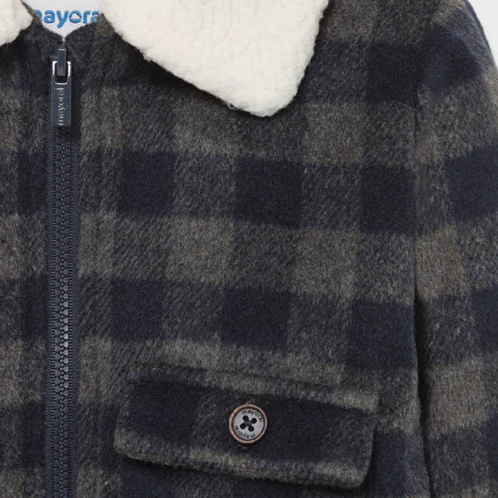 Navy Blue & Grey Plaid Jacket