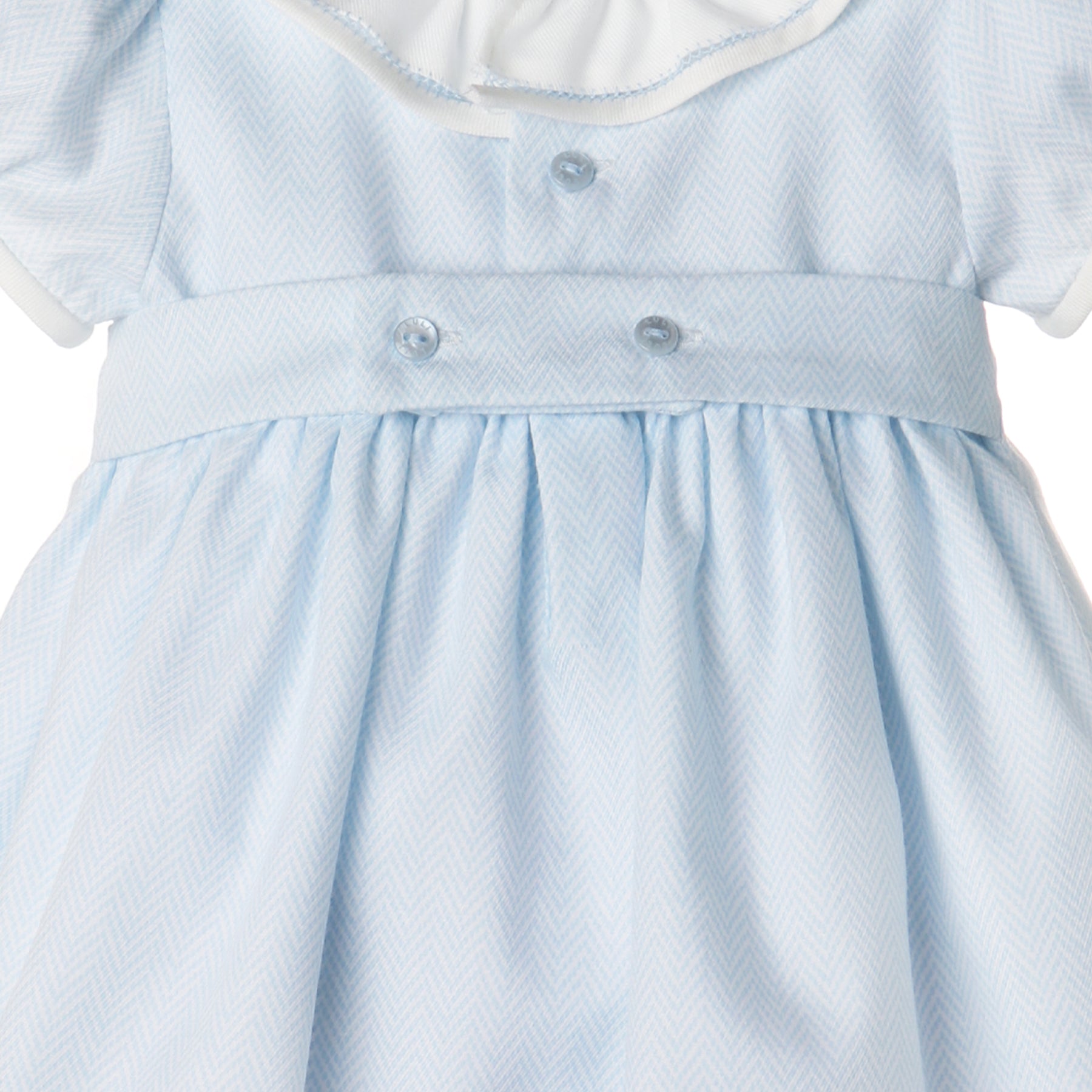 Blue Herringbone Ruffle Dress