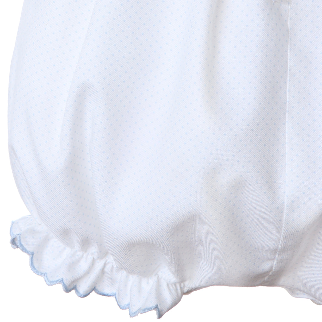 White & Blue Dot Smock Collar Bubble