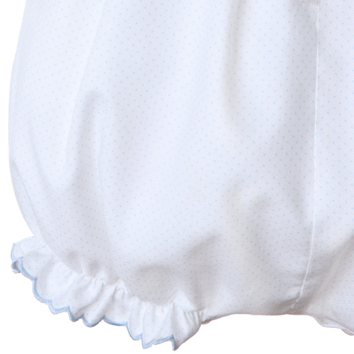 White & Blue Dot Smock Collar Bubble