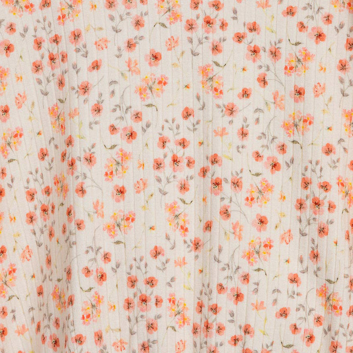 Blush Floral Ribbed Long Sleeve Blouse