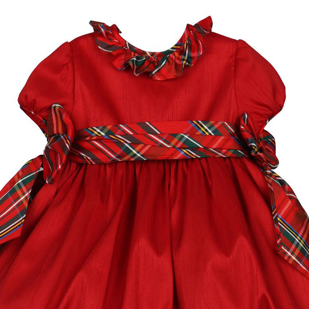 Red Bubble Dress with Plaid Collar 